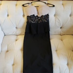 NWT Deep Sweetheart Black and Tan Formal Dress